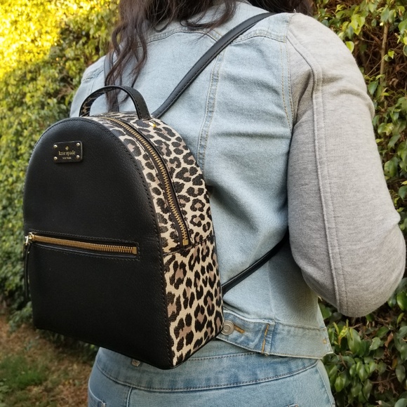 kate spade Handbags - Kate Spade Sammi Backpack Black Leather Leopard